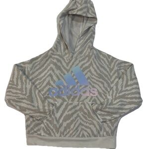 Adidas Girls 7/8 Zebra Hoodie Small Pastel Logo